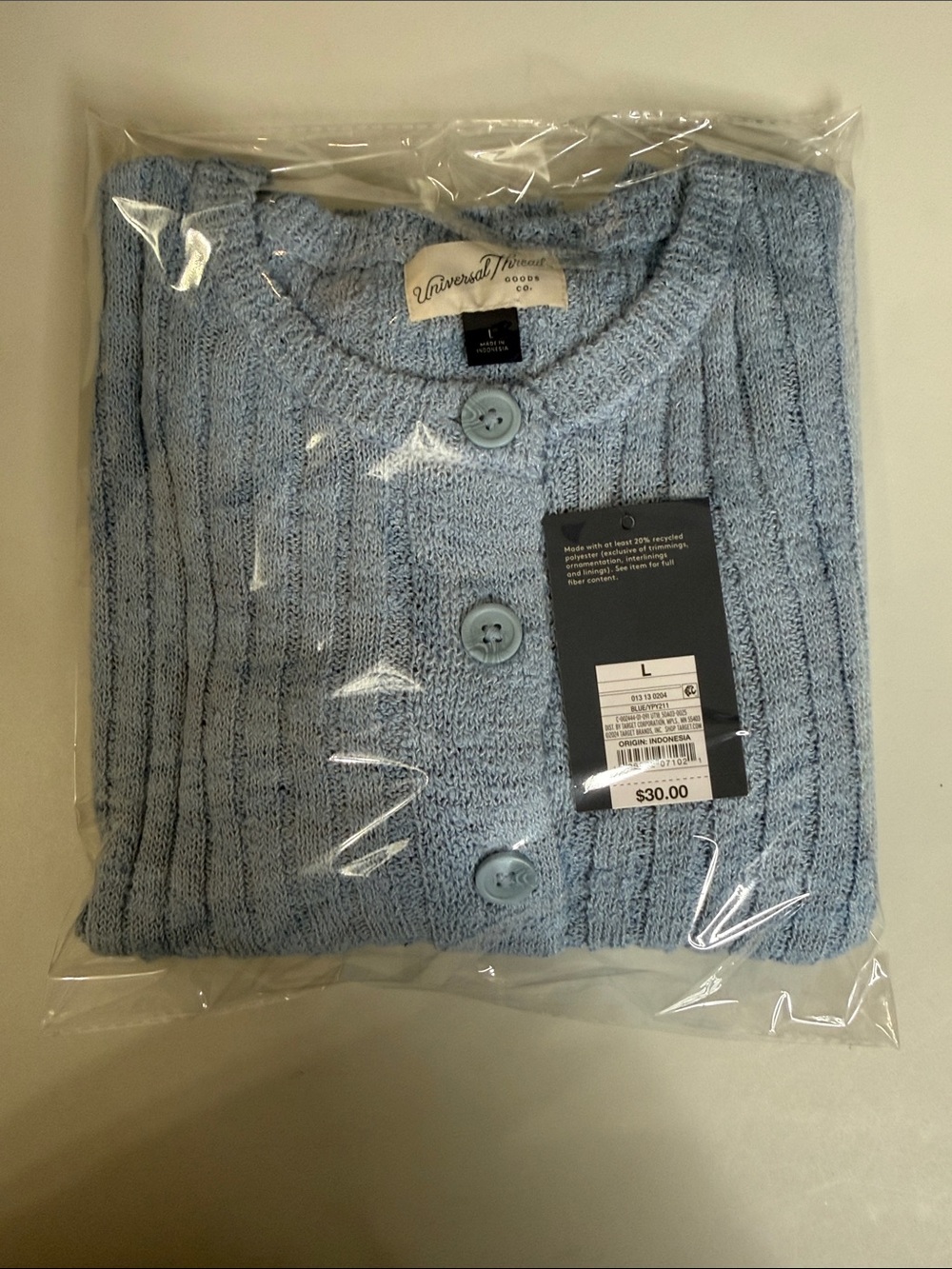 Universal Thread Light Blue Ribbed Button-Up Cardigan #898 - Picture 7 of 7